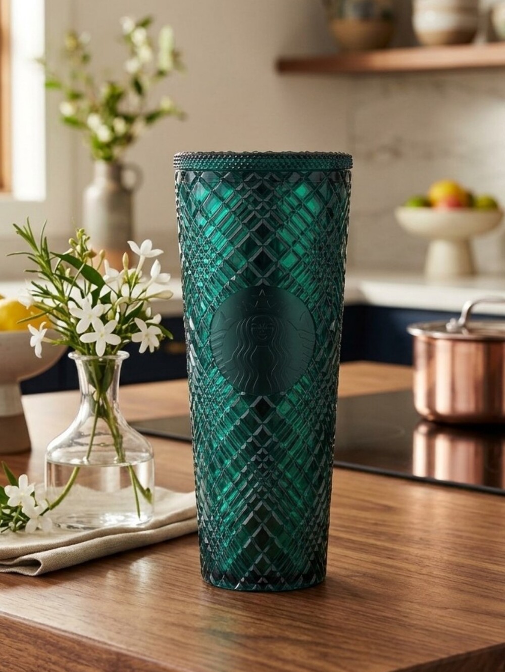 STARBUCKS Limited Edition Emerald Sea Themed Diamond Textured Tumbler